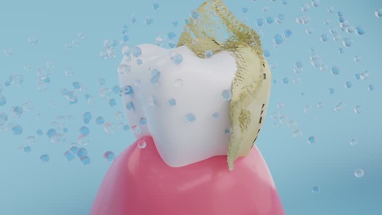 tartar being washed away from the teeth